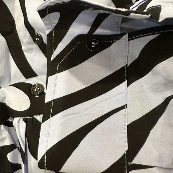 Zara zebra pattern baby  blue button front shirt dress SZ XS - Picture 6 of 8